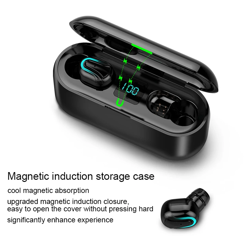 H-B-Q Q32-1 5.0 tws earphones HD stereo noise cancelling wireless earbuds waterproof headphones with LED power display - ANKUX.COM