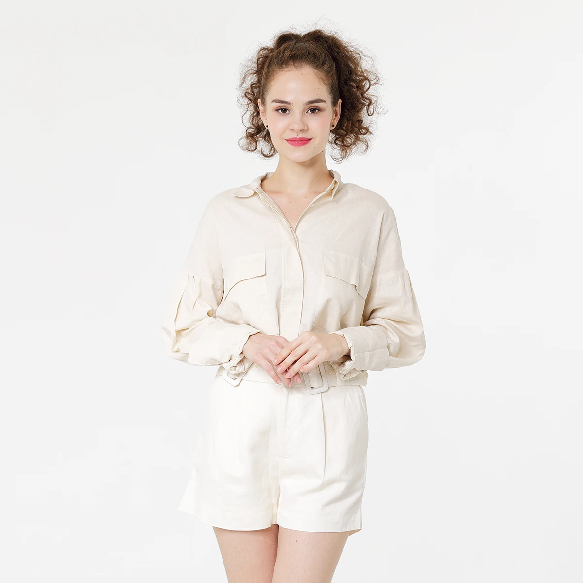 2021 women button blouse tops shirt and short pants suit Stand Collar Female Blouse Lady Shirt, Beige
2021 women button blouse tops shirt and short pants suit Stand Collar Female Blouse Lady Shirt, Beige