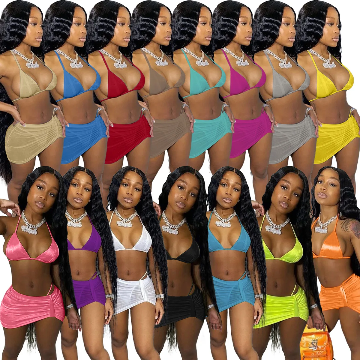 plus size 2022 amazon hot sale bikini 3 pcs set solid color women bra skirt beach wear swimsuit swimwear 3 piece set, Customized color
plus size 2022 amazon hot sale bikini 3 pcs set solid color women bra skirt beach wear swimsuit swimwear 3 piece set, Customized color