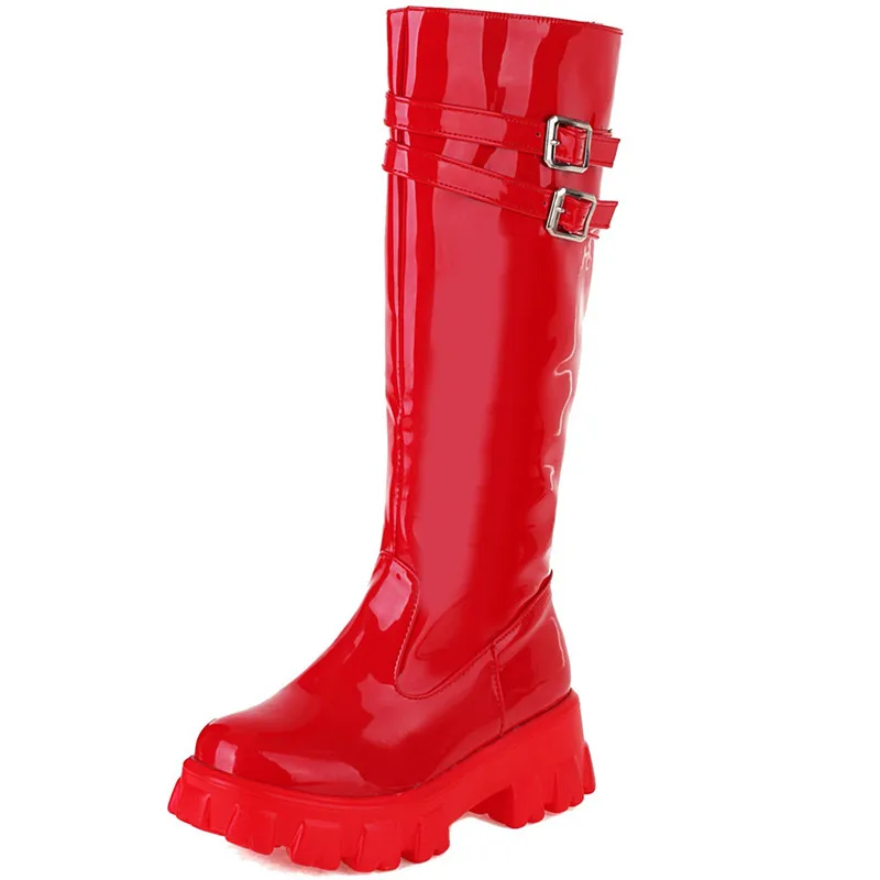 Women Knee High Faux Leather Patent Leather Boots Square Platform Heels Motorcycle Boots Black White Red Plus Size 34-43
Women Knee High Faux Leather Patent Leather Boots Square Platform Heels Motorcycle Boots Black White Red Plus Size 34-43