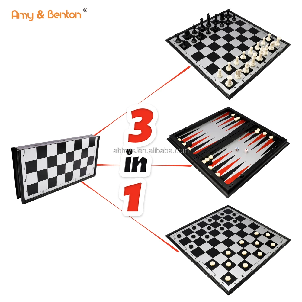 3 in 1 Intelligence Chessboard Toys Storage Box Magnetic Figure ABS Backgammon Checkers Chess Game