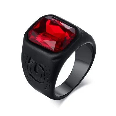 New Fashion Black Plate Stainless Steel Inlay Square Red Glass Rings for Men
New Fashion Black Plate Stainless Steel Inlay Square Red Glass Rings for Men