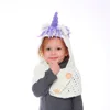 Children's winter warm wool hat cartoon unicorn pullover scarf one-piece knit hat