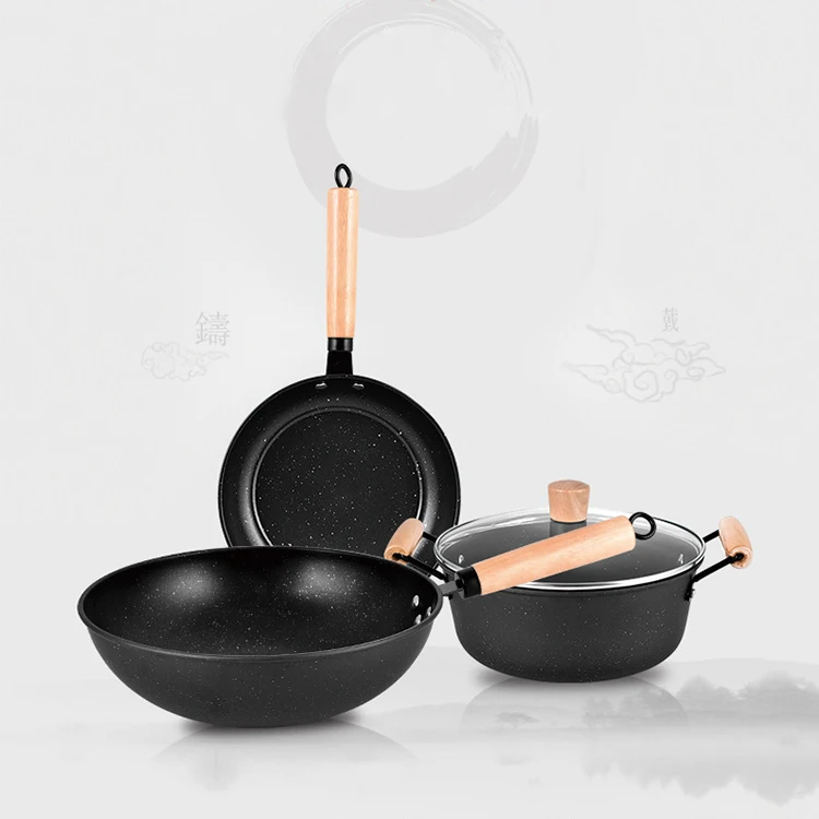 Household Maifan Stone Cookware Set Woks Skillet Medical Stone Non Stick Pan 3 Piece Medical Stone Cookware Set, Black
Household Maifan Stone Cookware Set Woks Skillet Medical Stone Non Stick Pan 3 Piece Medical Stone Cookware Set, Black