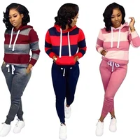 Striped Jogging Suits For Women Two Piece Sweatsuit Pullover Hoodie + Long Pants Tracksuit Set
Striped Jogging Suits For Women Two Piece Sweatsuit Pullover Hoodie + Long Pants Tracksuit Set