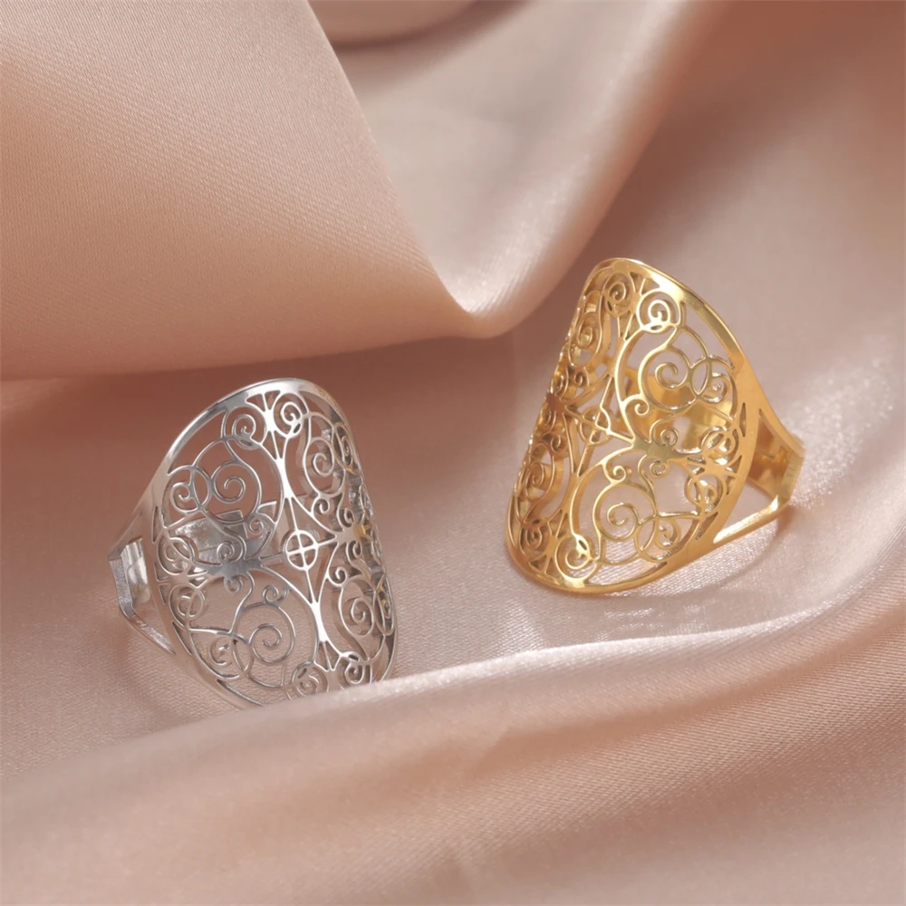 Stainless Steel Vintage Adjustable Filigree Flower Women Aesthetic Gold Color Rings Wedding Engagement 2022
Stainless Steel Vintage Adjustable Filigree Flower Women Aesthetic Gold Color Rings Wedding Engagement 2022