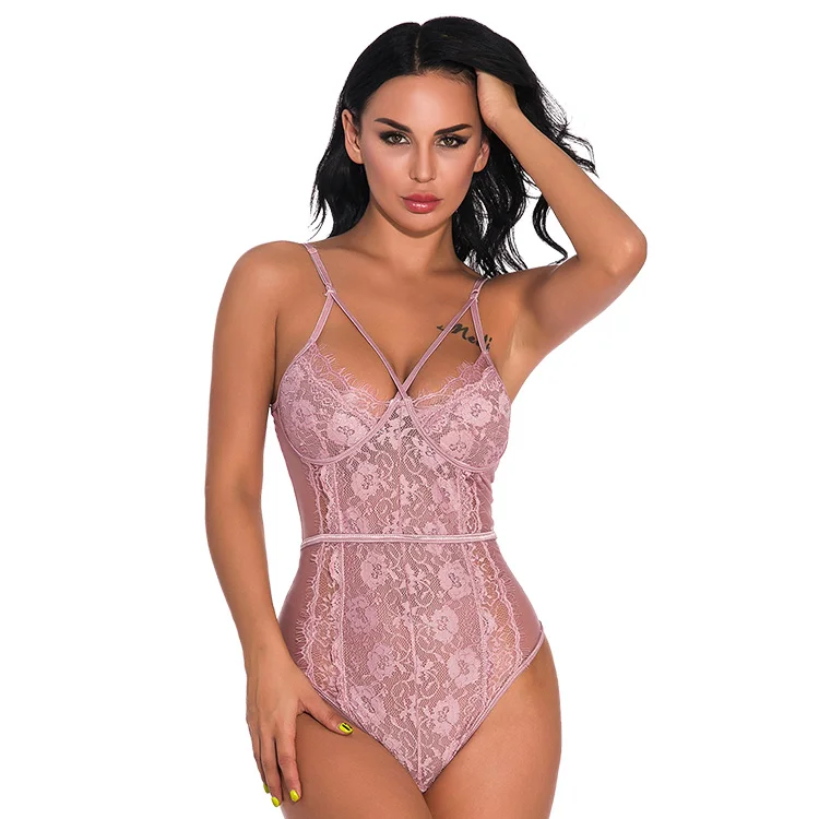 Wholesale Fashion One-piece Underwear Women Lace Sling V Neck Sexy Thong Panties Transparent Lingerie Bodysuit
Wholesale Fashion One-piece Underwear Women Lace Sling V Neck Sexy Thong Panties Transparent Lingerie Bodysuit