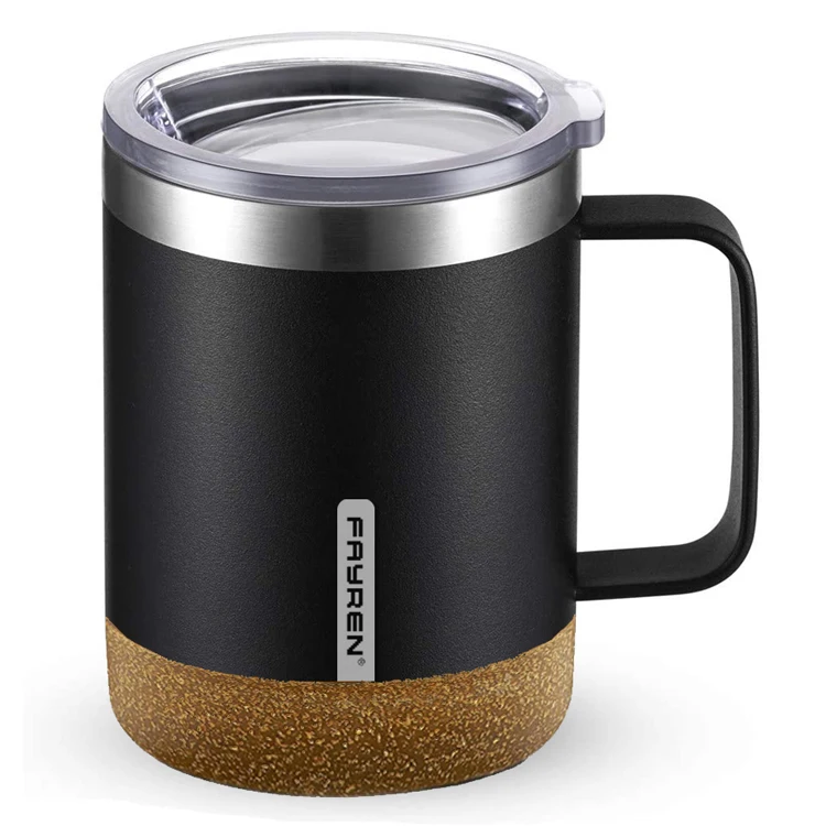 Custom 12oz Cork Base Stainless Steel Insulated Travel Coffee Cup Tumbler With Handle, Silver
Custom 12oz Cork Base Stainless Steel Insulated Travel Coffee Cup Tumbler With Handle, Silver