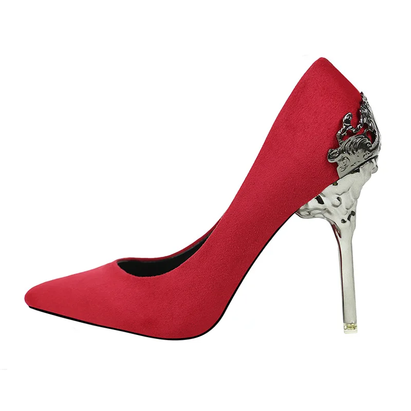 Korean pointed single shoes women'swedding shoes red bridal shoes metal hollow suede stiletto heels, Picture
Korean pointed single shoes women'swedding shoes red bridal shoes metal hollow suede stiletto heels, Picture