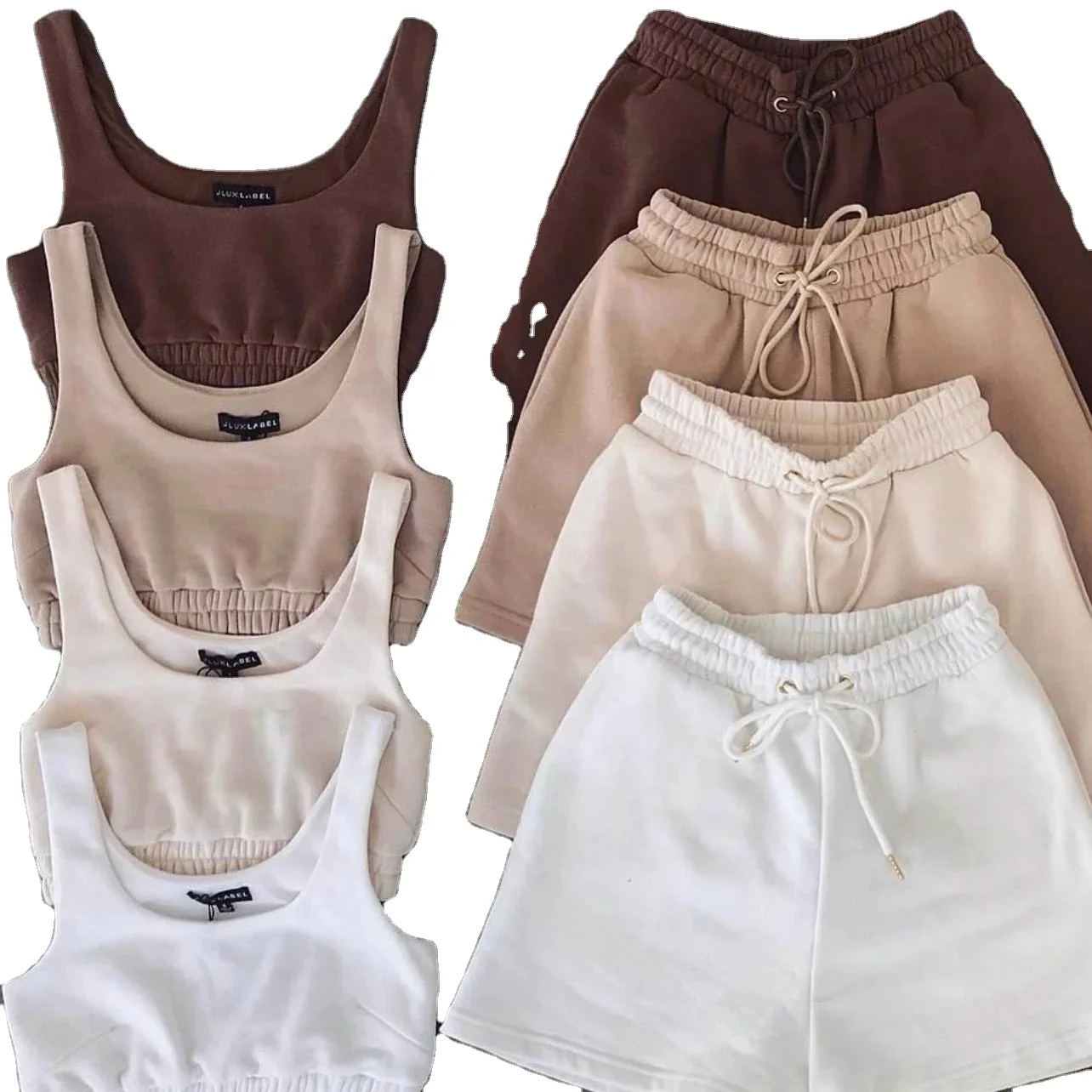 2021 Summer New arrival High quality cotton crop top vest with sweat shorts two piece pants set short outfit, Customized colors
2021 Summer New arrival High quality cotton crop top vest with sweat shorts two piece pants set short outfit, Customized colors