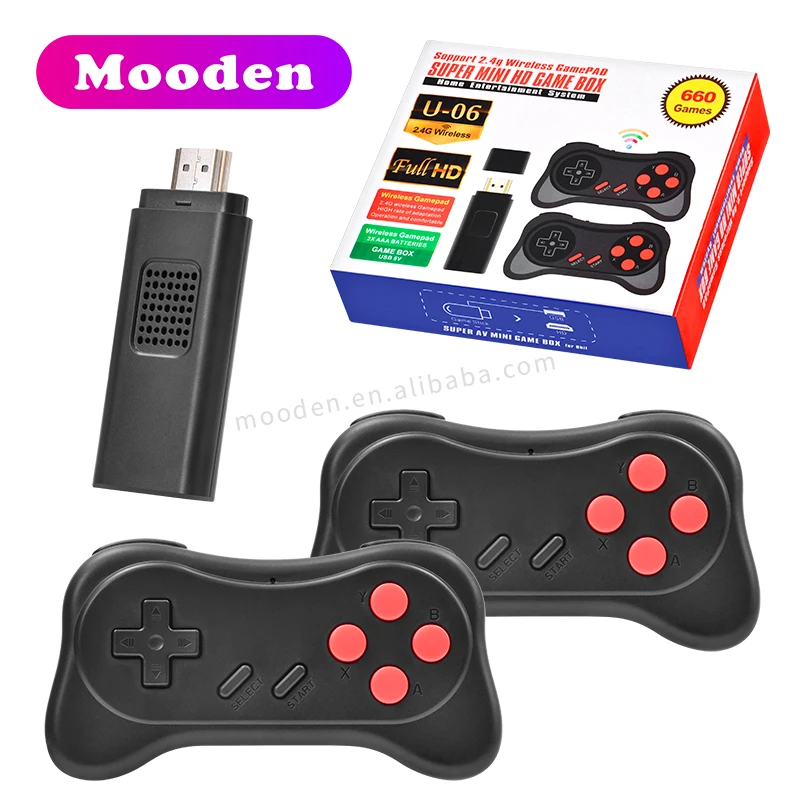 Mini Game Stick U-06 Mini Full HD Output Built in 600 Retro Classic Games 2.4G Wireless Controller 620 in 1 Game console, Black
Mini Game Stick U-06 Mini Full HD Output Built in 600 Retro Classic Games 2.4G Wireless Controller 620 in 1 Game console, Black