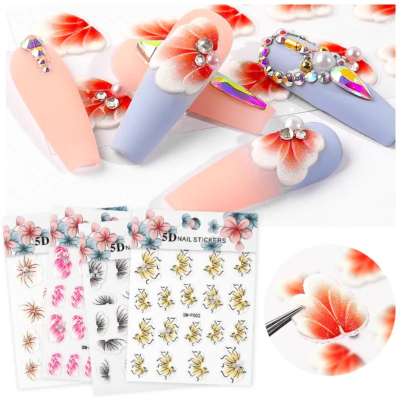 5D Nail Art Paper Sticker Acrylic Flower Design Self-Adhesive Decals With Pearl Crystal Decorations Manicure Accessories
5D Nail Art Paper Sticker Acrylic Flower Design Self-Adhesive Decals With Pearl Crystal Decorations Manicure Accessories