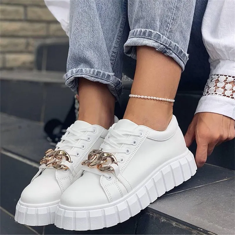 Fashion White Sneakers Women 2021 Autumn New Ladies Comfy Lace Up Casual Shoes With Chain Large-Sized Female Sport Flats, As picture
Fashion White Sneakers Women 2021 Autumn New Ladies Comfy Lace Up Casual Shoes With Chain Large-Sized Female Sport Flats, As picture
