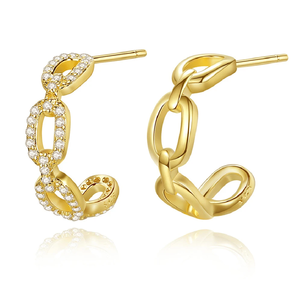Daidan Cuban Link Luxury Zirconia Mismatch 14K Gold Hoop C Shape 925 Silver Earrings
Daidan Cuban Link Luxury Zirconia Mismatch 14K Gold Hoop C Shape 925 Silver Earrings