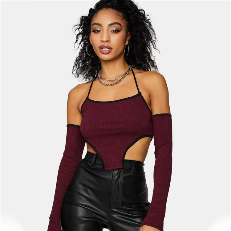 D96886 Long sleeve vest with straps and neck straps Hot girl street style tops Solid color crop tops red, Wine red
D96886 Long sleeve vest with straps and neck straps Hot girl street style tops Solid color crop tops red, Wine red