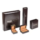 Luxury Custom Logo Brown Leatherette Paper Jewelry Box Packaging Factory