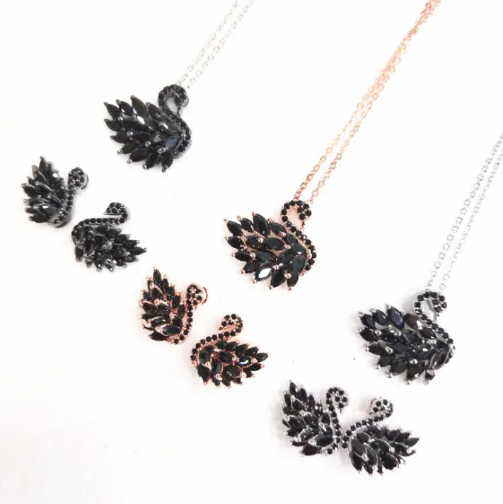 New Jewelry Gift Black Zircon Swan Necklace 925 Silver Earrings Fashion Christmas Jewelry Sets, Shown
New Jewelry Gift Black Zircon Swan Necklace 925 Silver Earrings Fashion Christmas Jewelry Sets, Shown