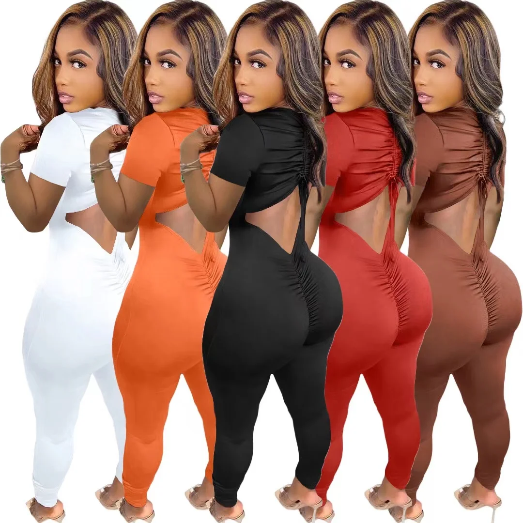 2022 Spring Summer Stretch Drawstring Short Sleeve backless Jumpsuit bodycon sexy plus size neon solid biker jumpsuit Women lady
2022 Spring Summer Stretch Drawstring Short Sleeve backless Jumpsuit bodycon sexy plus size neon solid biker jumpsuit Women lady