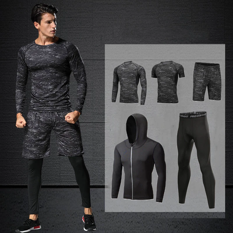 Custom Logo Sportswear Compression Set Polyester Quick Dry Elastic 5pcs Workout Clothing Fitness Apparel Men Gym Wear
Custom Logo Sportswear Compression Set Polyester Quick Dry Elastic 5pcs Workout Clothing Fitness Apparel Men Gym Wear