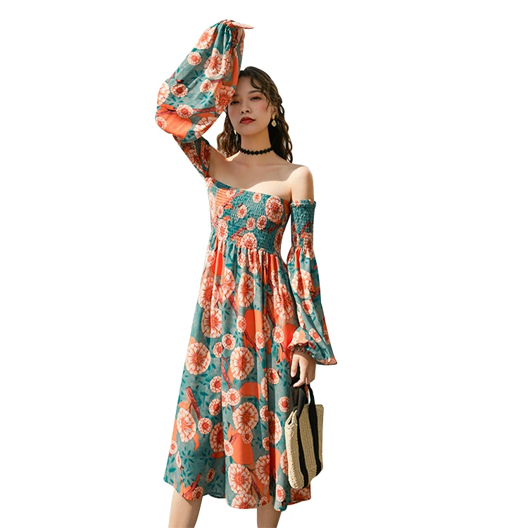 2021 Spring Women's Bohemian Seaside Vacation Style One-Shoulder Tube Top Sexy Print Beach Dress
2021 Spring Women's Bohemian Seaside Vacation Style One-Shoulder Tube Top Sexy Print Beach Dress