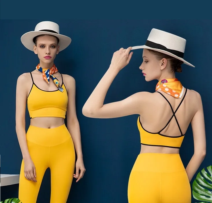 New Design Cross Sling crop Sleeveless Padded Workout Two Pieces Backless High Waist Sports Set Ladies sexy fashion yoga sets 
New Design Cross Sling crop Sleeveless Padded Workout Two Pieces Backless High Waist Sports Set Ladies sexy fashion yoga sets