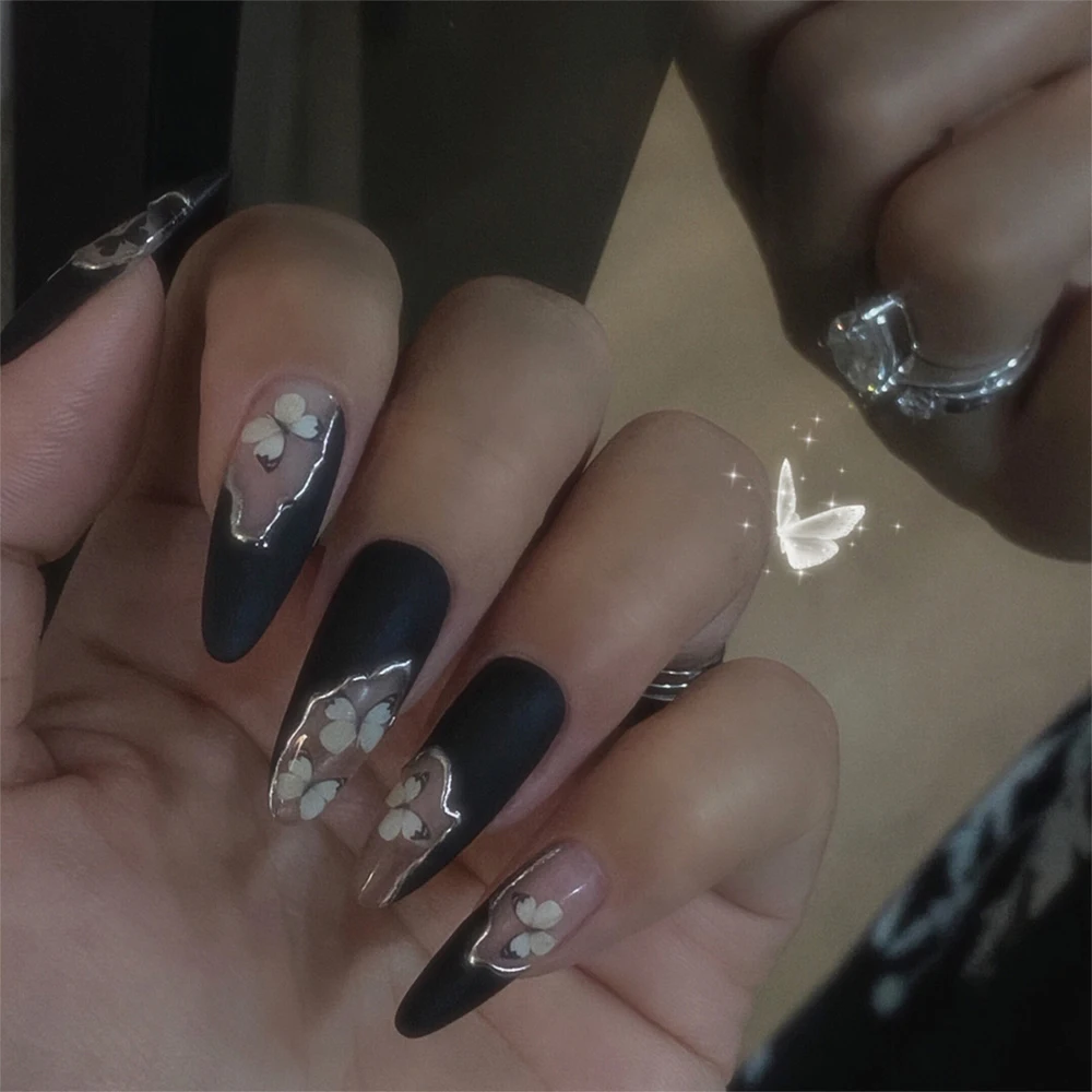 SKONHED Black Butterfly Design Baroque False Nails Full Cover Long Artificial Nail Tips Press On Kit wholesale nail vendor
SKONHED Black Butterfly Design Baroque False Nails Full Cover Long Artificial Nail Tips Press On Kit wholesale nail vendor