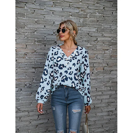 Design Fashion Button Leopard Print Women Tops 2020 V-Neck Blouse Long Sleeve Off Shoulder T-Shirt For Women
Design Fashion Button Leopard Print Women Tops 2020 V-Neck Blouse Long Sleeve Off Shoulder T-Shirt For Women