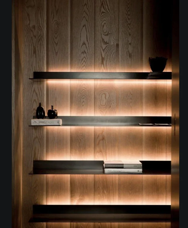 wall shelves system with integrated lighting, with aluminium lacquered structure, Black gold
wall shelves system with integrated lighting, with aluminium lacquered structure, Black gold