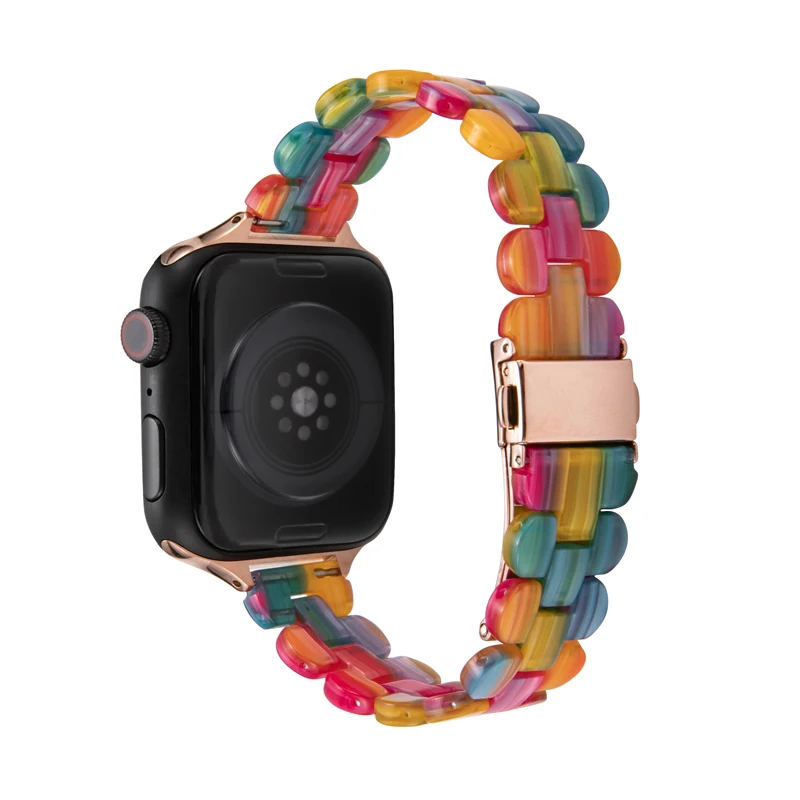 New Rainbow Plastic Oval Ceramic Resin Watch Band for Apple Watch Strap Resin Leopard Thin Slim Wristband 38MM 40MM
New Rainbow Plastic Oval Ceramic Resin Watch Band for Apple Watch Strap Resin Leopard Thin Slim Wristband 38MM 40MM