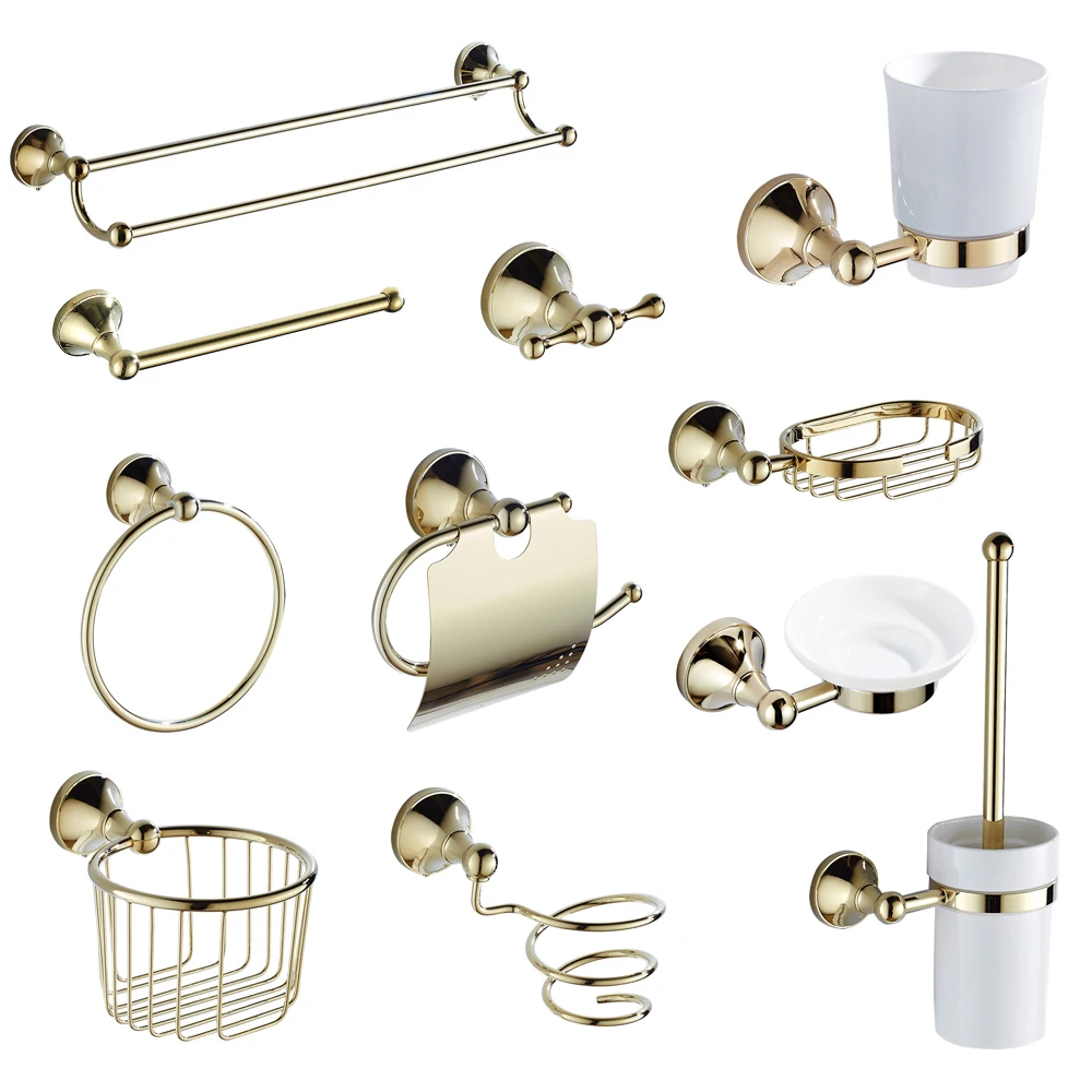 New Bathroom Gold plated Wall Mounted Brass washroom toilet Accessories hardware Sets Products
New Bathroom Gold plated Wall Mounted Brass washroom toilet Accessories hardware Sets Products