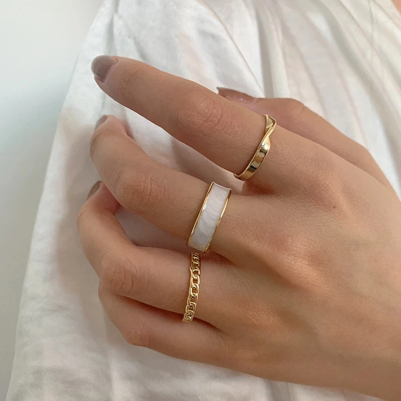 Bohemian 3pcs/set White Enamel Round Metal Ring Sets Geometric Twist Open Adjustable Rings Sets for Women Girl Jewelry Gifts, Gold
Bohemian 3pcs/set White Enamel Round Metal Ring Sets Geometric Twist Open Adjustable Rings Sets for Women Girl Jewelry Gifts, Gold