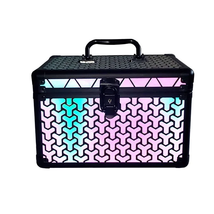 Luminous Geometric Makeup Bag Large Capcaity Multideck Aluminium Beauty Cosmetic Makeup Case Locking Aluminum Carry Case
Luminous Geometric Makeup Bag Large Capcaity Multideck Aluminium Beauty Cosmetic Makeup Case Locking Aluminum Carry Case