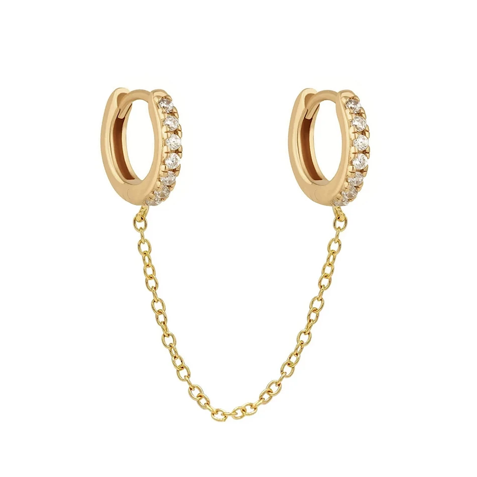 Fashion Jewelry 925 Sterling Silver 18k Gold Plated Double Chain Earrings With Cubic Zirconia
Fashion Jewelry 925 Sterling Silver 18k Gold Plated Double Chain Earrings With Cubic Zirconia