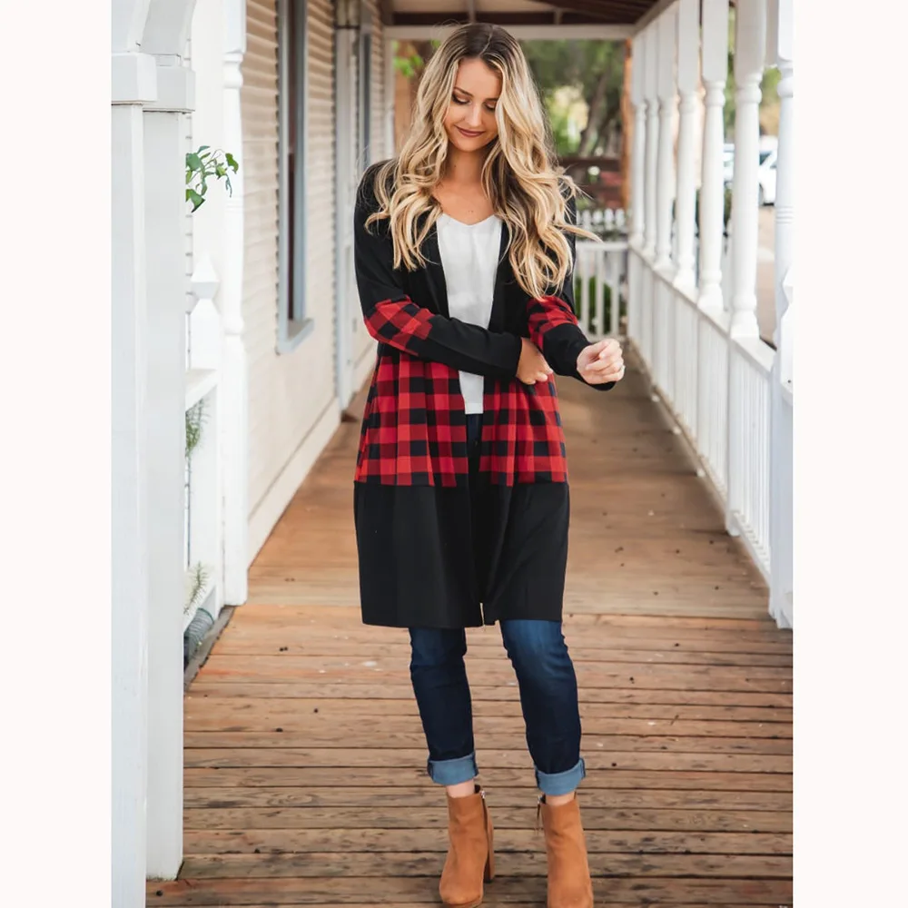 Women's Coat New Plaid Print Top Casual Long-sleeved Mid-length Cardigan, Picture showed
Women's Coat New Plaid Print Top Casual Long-sleeved Mid-length Cardigan, Picture showed