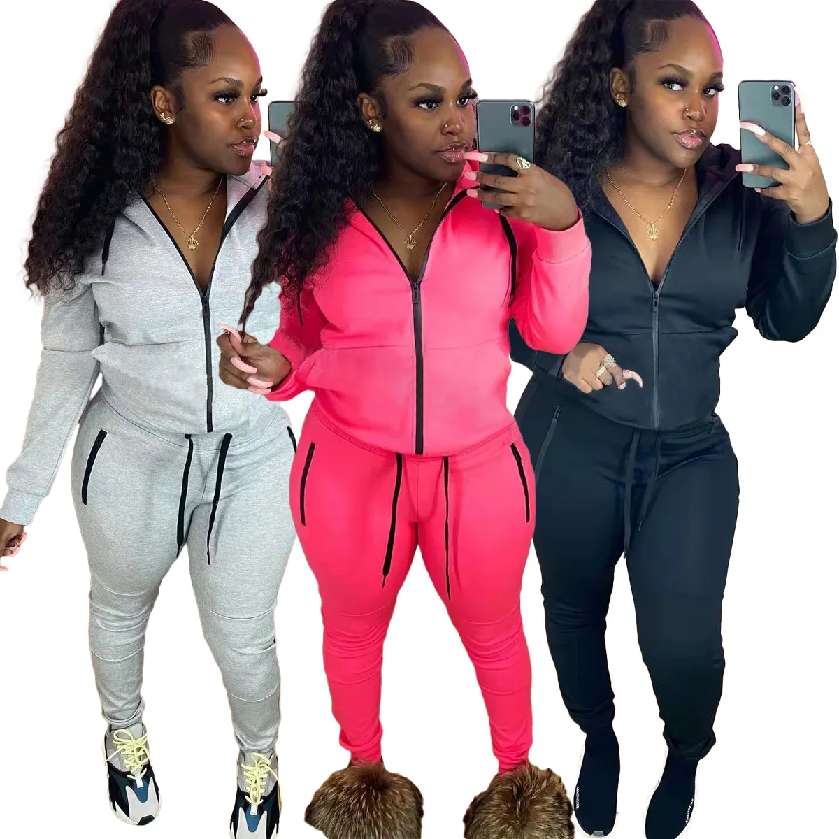 2022 Spring Clothes Drawstring Pants Zipper Cardigan Sweatshirts Women Sweatsuit Set Tracksuit Jogger Hoodie Two Piece Women Set
2022 Spring Clothes Drawstring Pants Zipper Cardigan Sweatshirts Women Sweatsuit Set Tracksuit Jogger Hoodie Two Piece Women Set