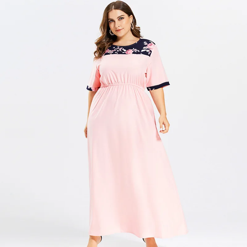 summer pink plus size Elastic waist Patchwork print flower Pleated casual loose maxi long dress, Customized color
summer pink plus size Elastic waist Patchwork print flower Pleated casual loose maxi long dress, Customized color