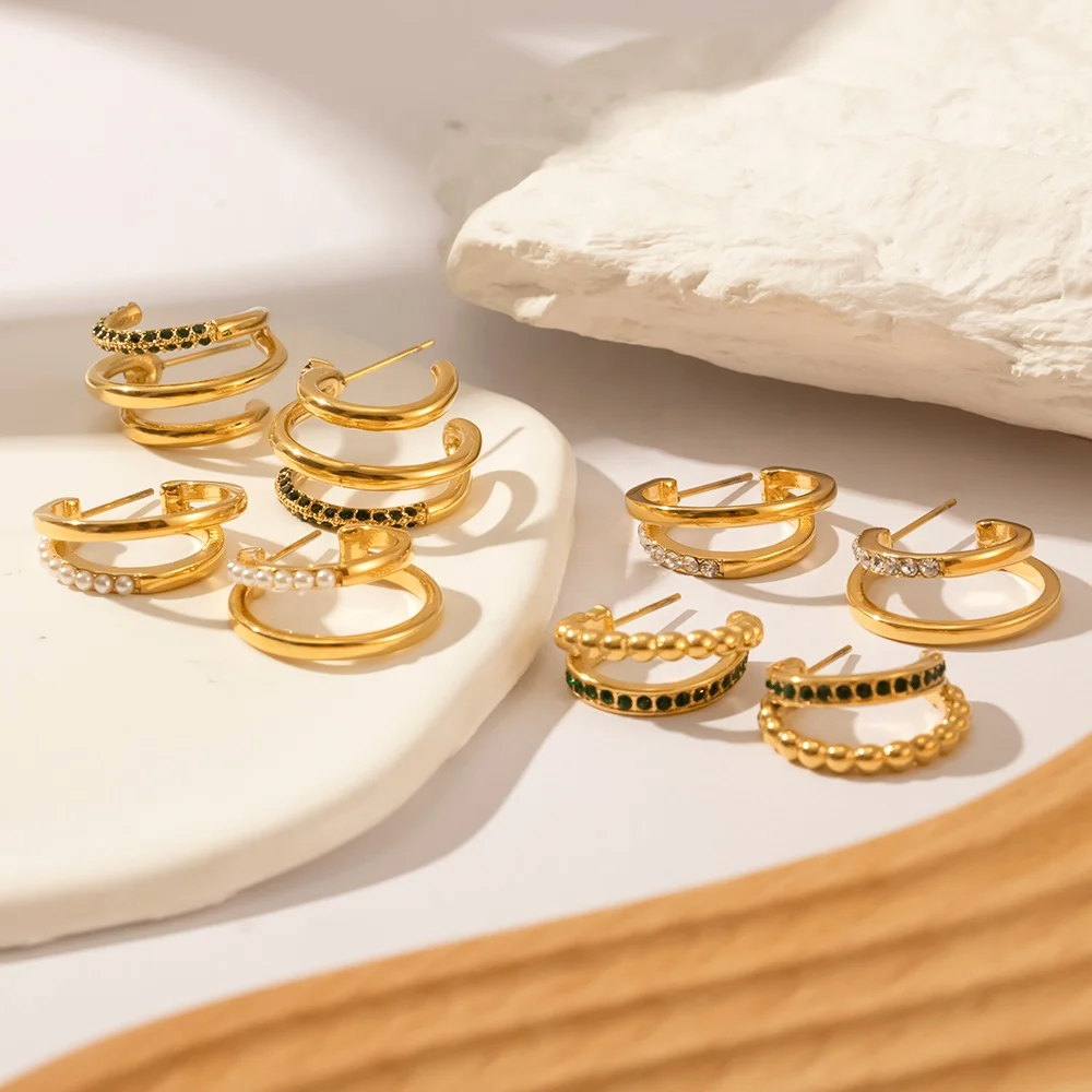 Shiny Chunky Cubic Zircon Beads Layer Fashion 18k PVD Gold Plated Stainless Steel Hoop Earrings Women
Shiny Chunky Cubic Zircon Beads Layer Fashion 18k PVD Gold Plated Stainless Steel Hoop Earrings Women