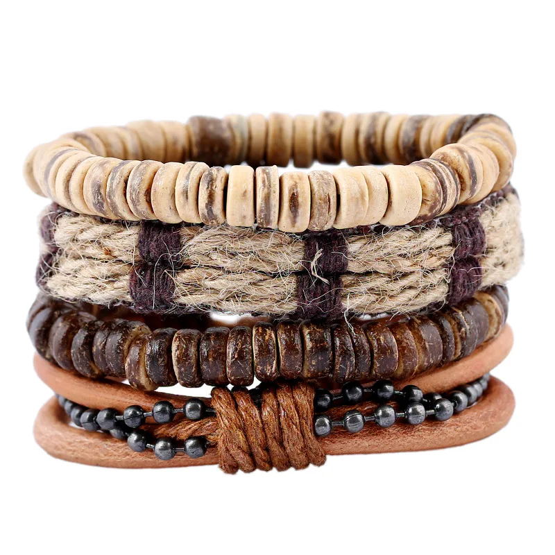 Simple retro bracelet set DIY woven leather bracelet men's hemp rope leather bracelet
Simple retro bracelet set DIY woven leather bracelet men's hemp rope leather bracelet