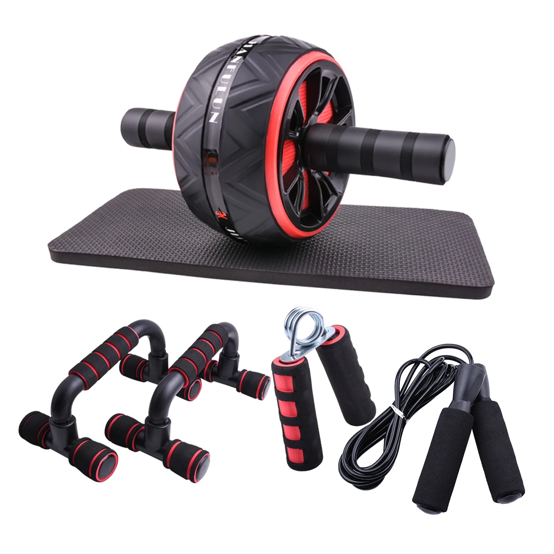 Multifunctional fitness equipment health abdominal wheel hot sale rope skipping sports equipment push up bracket grip, Red suit
Multifunctional fitness equipment health abdominal wheel hot sale rope skipping sports equipment push up bracket grip, Red suit