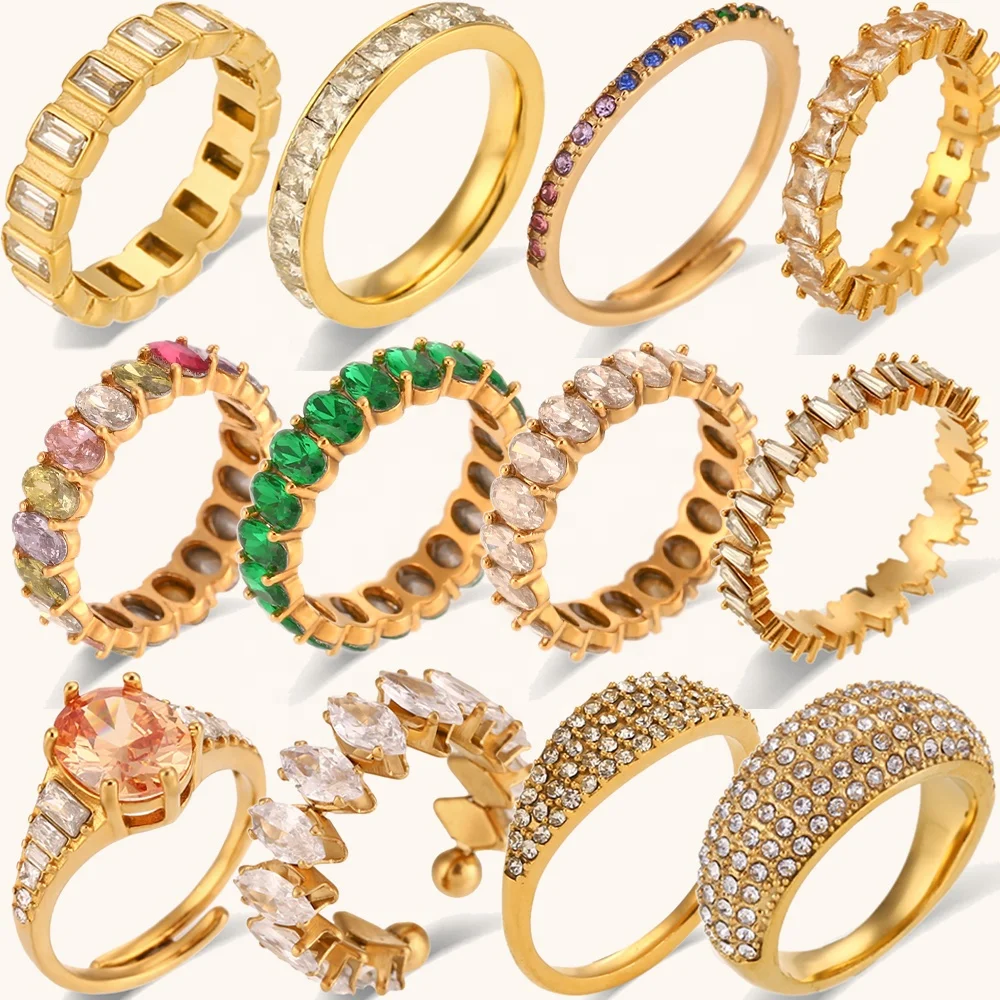 Ding Ran Factory Wholesale Stainless Steel 18K Gold Plated Waterproof Baguette Rings
Ding Ran Factory Wholesale Stainless Steel 18K Gold Plated Waterproof Baguette Rings