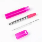 reusable folding telescopic red stainless steel collapsible drinking straw metal