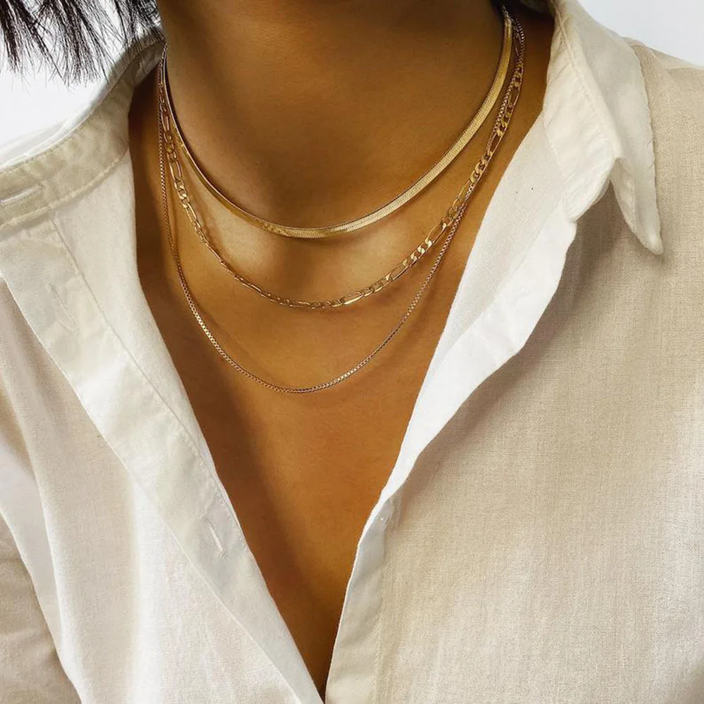 Punk Metal Snake Bone Chain Necklace Geometric Multi-Layer Gold-Plated Necklace, Gold/silver
Punk Metal Snake Bone Chain Necklace Geometric Multi-Layer Gold-Plated Necklace, Gold/silver