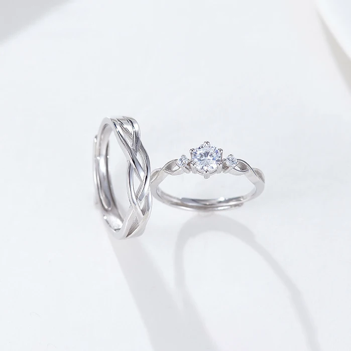 Classic cubic zirconia diamond adjustable 925 sterling silver couple ring marriage engagement wedding band anillos de matrimonio, White gold
Classic cubic zirconia diamond adjustable 925 sterling silver couple ring marriage engagement wedding band anillos de matrimonio, White gold