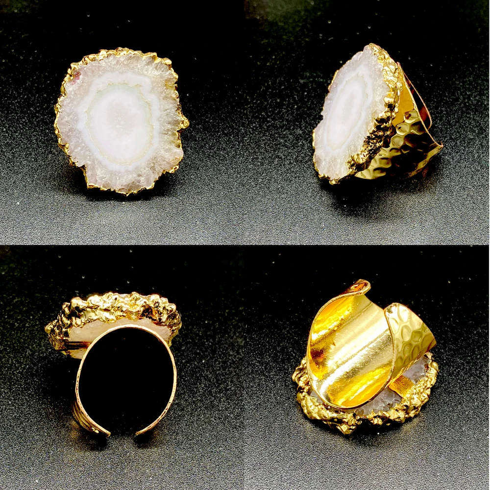 New Arrival Drusy Druzy Geode Ring Adjustable Size Gold Plated copper stone rings, White
New Arrival Drusy Druzy Geode Ring Adjustable Size Gold Plated copper stone rings, White