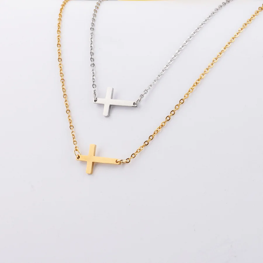 18k Gold Plated Blank Titanium Steel Thwartwise Cross Pendant Necklace Stainless Steel Small Cross Necklace for women girl
18k Gold Plated Blank Titanium Steel Thwartwise Cross Pendant Necklace Stainless Steel Small Cross Necklace for women girl