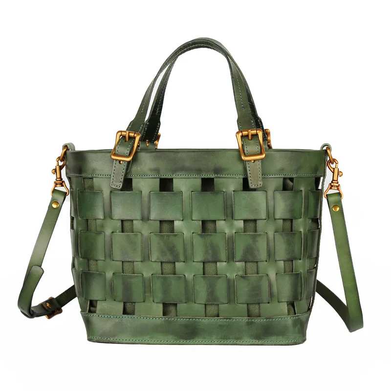 2020 new Vintage leather women's handbag head leather hand woven handbag leisure mother bag Shoulder Messenger bags, White
2020 new Vintage leather women's handbag head leather hand woven handbag leisure mother bag Shoulder Messenger bags, White