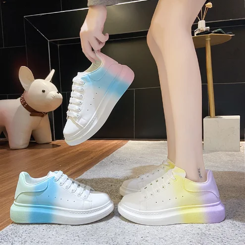 New style thick-soled gradient color daily casual platform ladies sneakers C16, White green, white powder, white purple
New style thick-soled gradient color daily casual platform ladies sneakers C16, White green, white powder, white purple