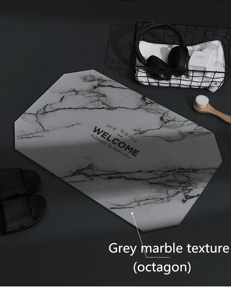 Nordic Style Marble Design Polygon Bathroom Mat