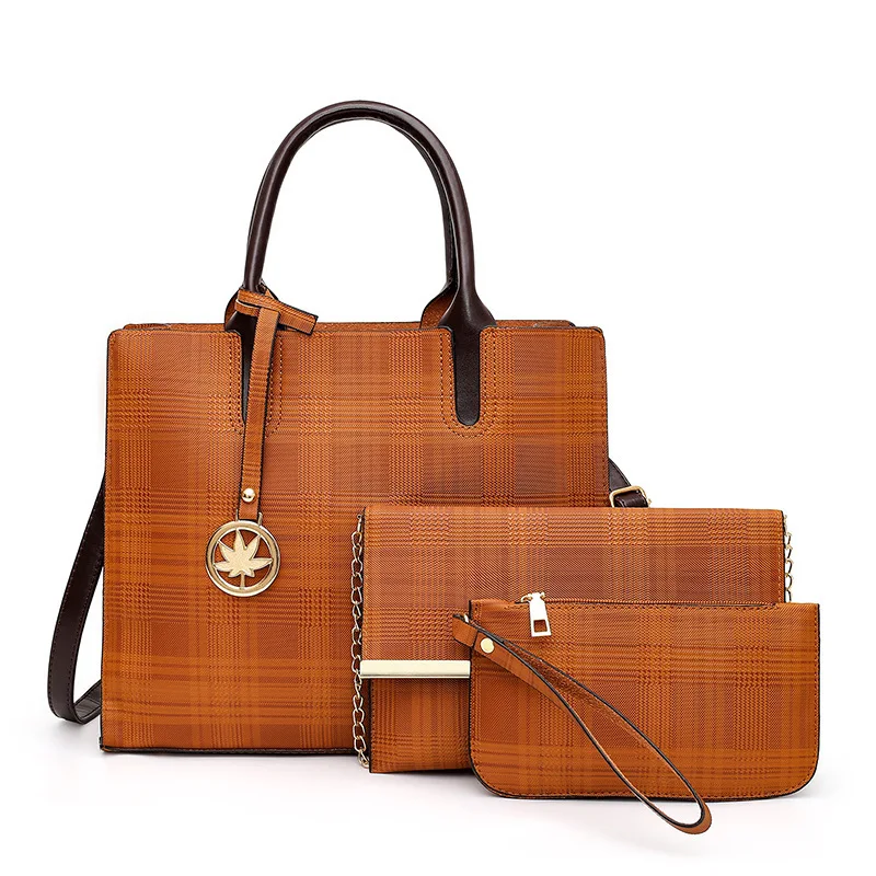 2021 new women bag solid color striped mother and child bag three pieces tassel handbag, Customizable
2021 new women bag solid color striped mother and child bag three pieces tassel handbag, Customizable