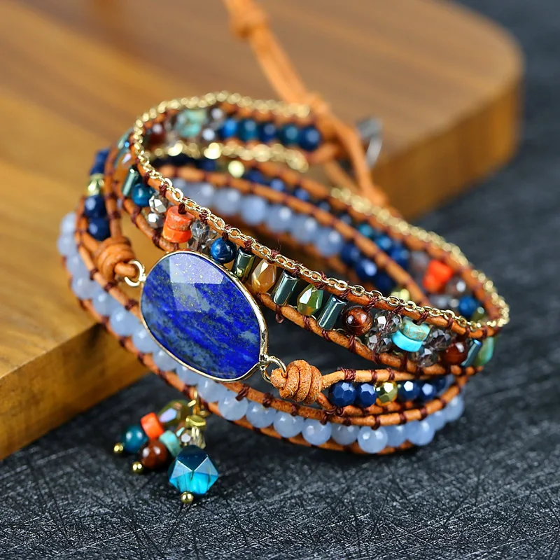 2021 new high quality Natural lapis lazuli Charm Wrap Bracelets chain Handmade boho friendship yoga jewelry drop shipping
2021 new high quality Natural lapis lazuli Charm Wrap Bracelets chain Handmade boho friendship yoga jewelry drop shipping